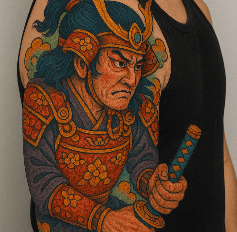 Tatuaje oriental de samurái – tatuador en Valencia