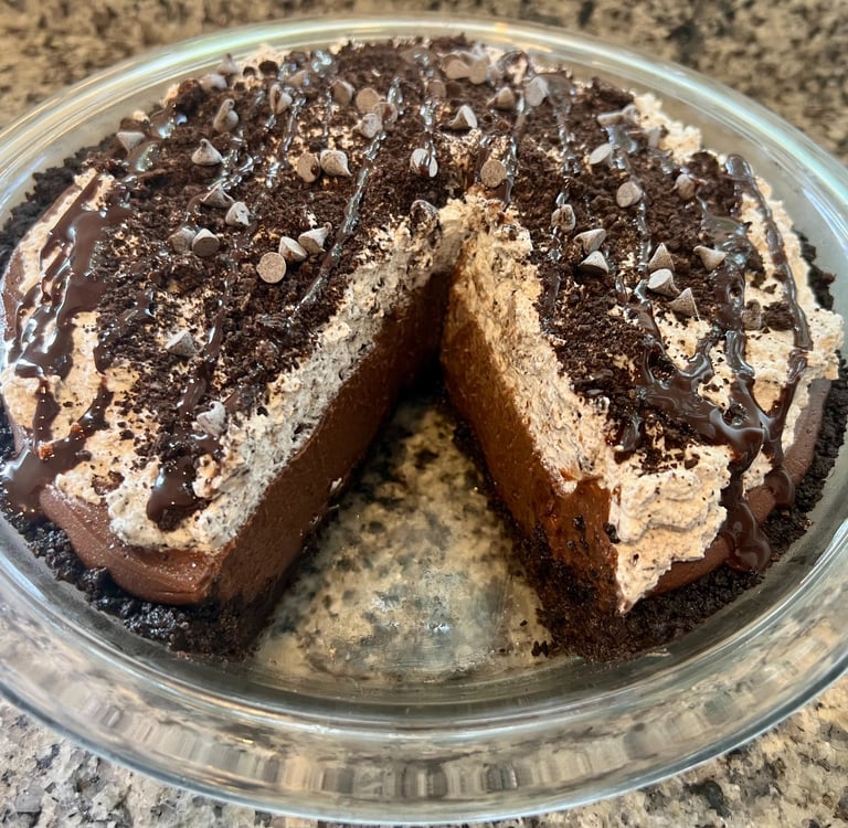 Maryland Mud Pie with oreo whipped cream topping