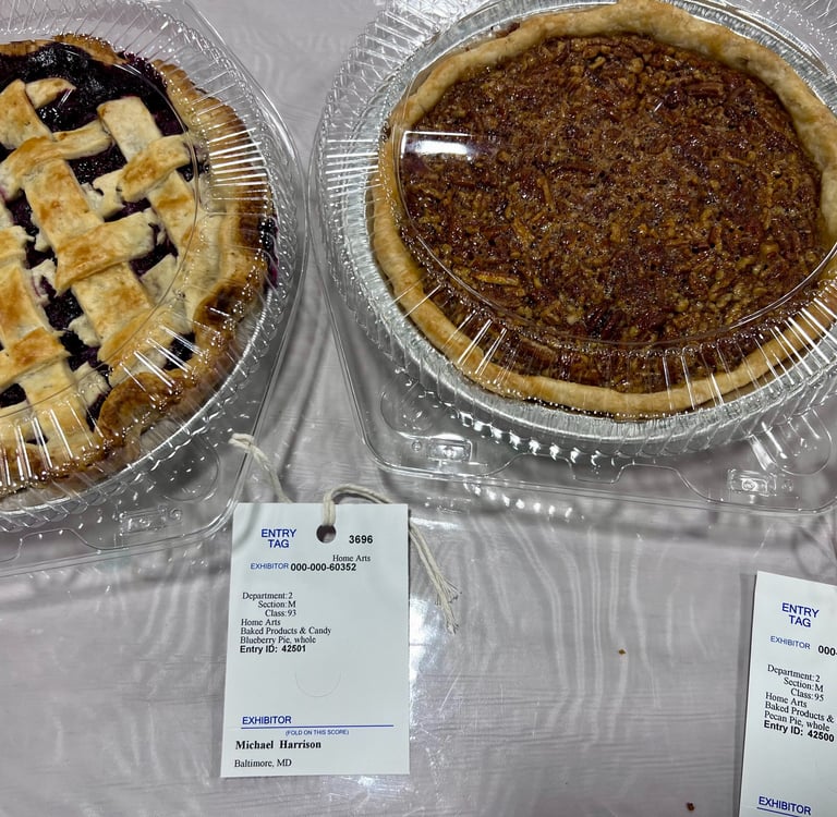 maryland state fair blueberry and pecan pie entries