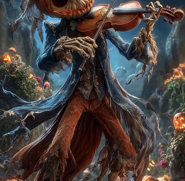 Pumpkin King playing a violin