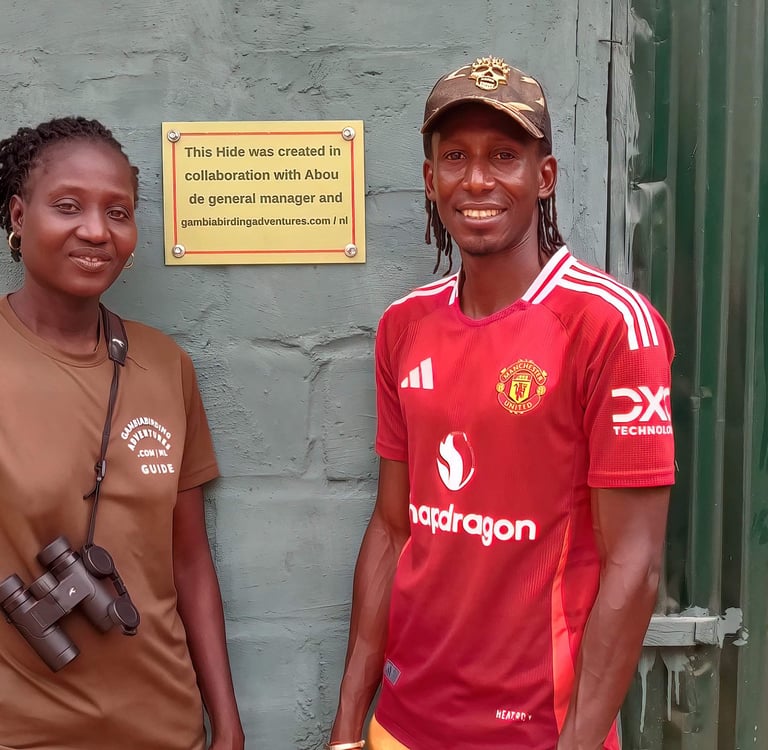 Fatou Colley and local guide at Mandinari | Birding Adventures Gambia