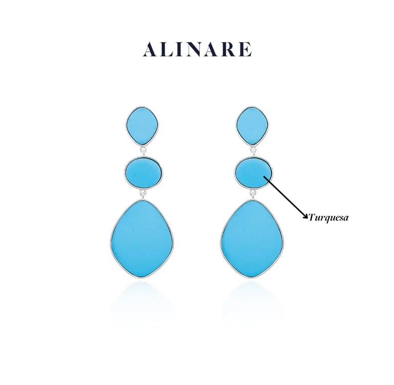 brinco pedra turquesa natural