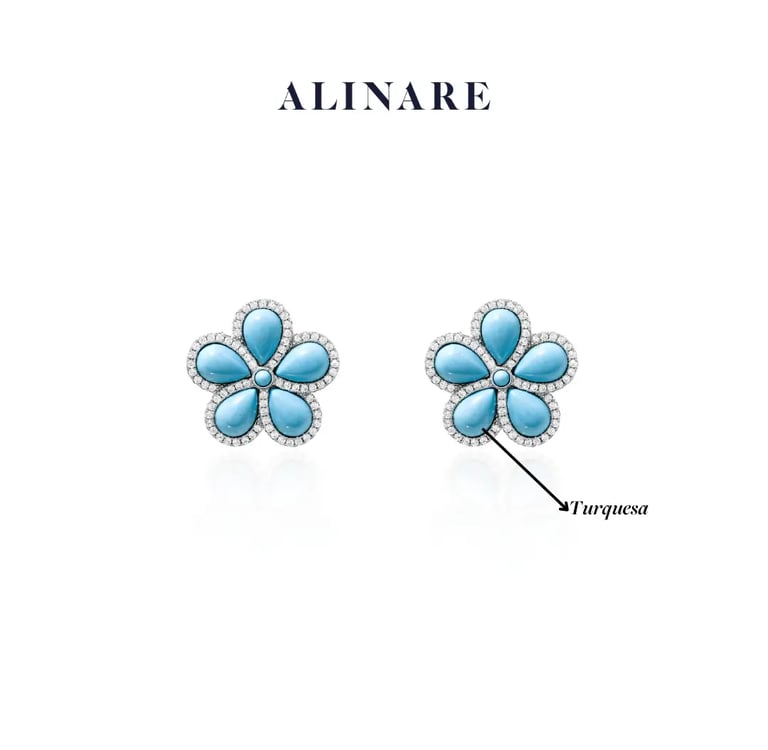 brinco pedra turquesa natural