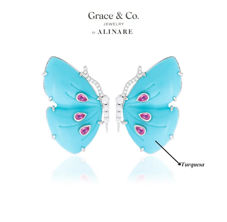 brinco pedra turquesa natural