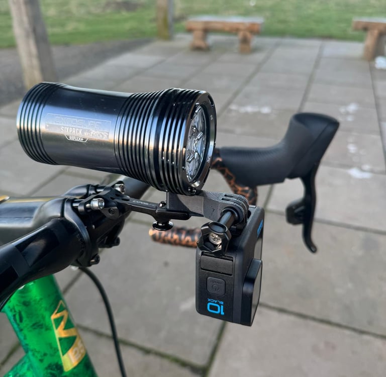 duo mount with exposure light and gopro on footpath