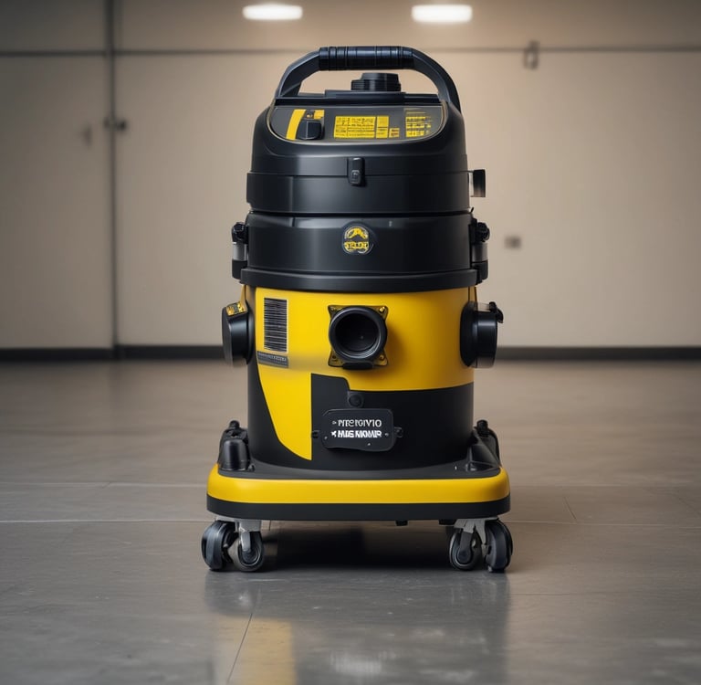 Black and yellow industrial vacuum