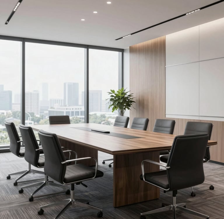 a group of people sitting around a conference table