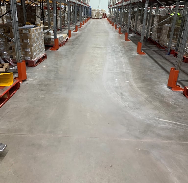 upright protectors fitted in food manufacturing warehouse