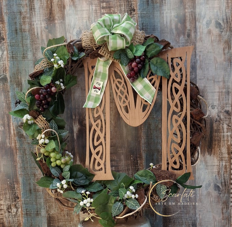 artesanato em madeira recortes inicial prenda arranjo floral com gravetos de vinha