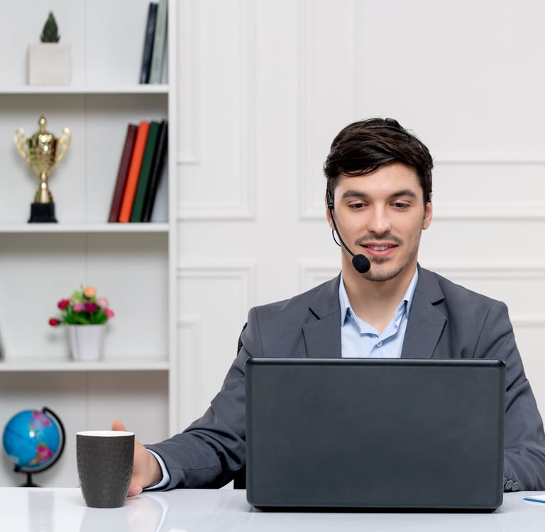 A man responding to the customer 