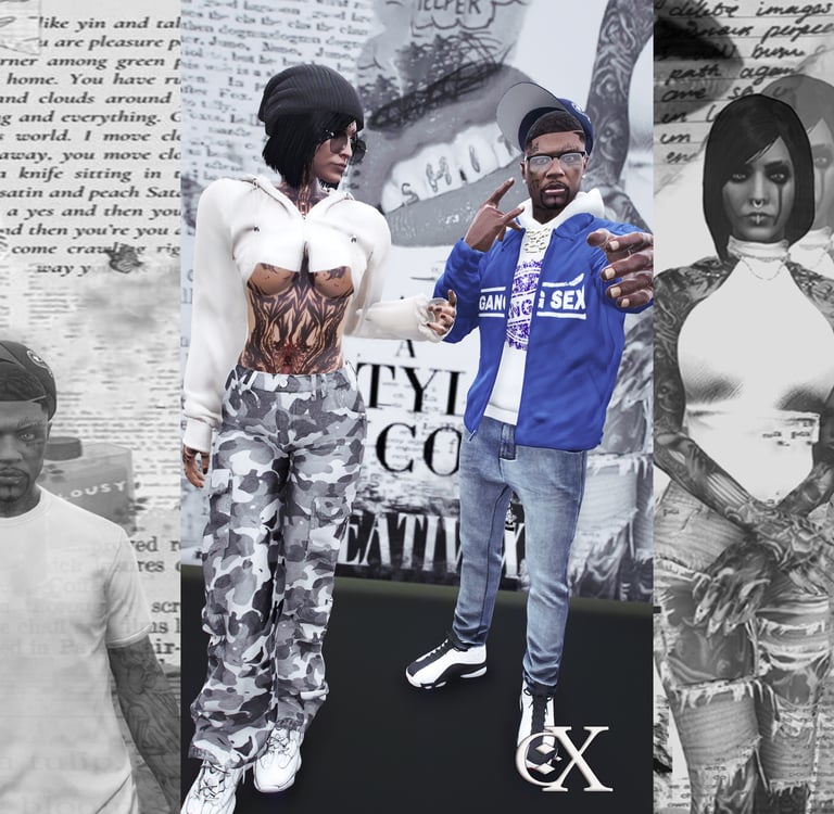 a collage of a man and woman in a black and white photo