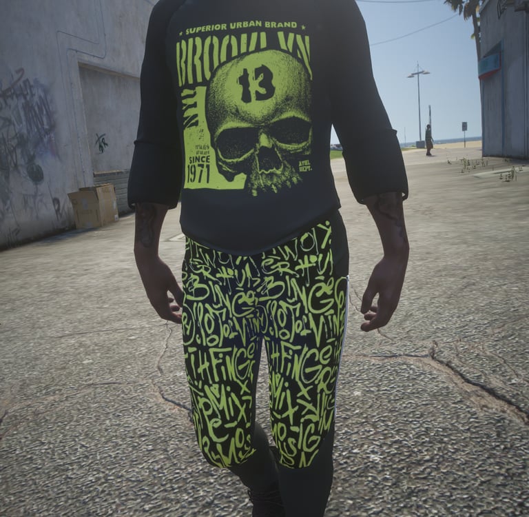 Green skull t-shirt for men – “Brookin 13” print