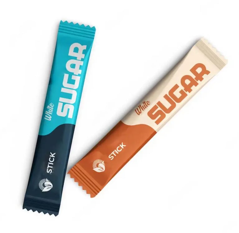 مغلف ستيك سكر أسمر وسكر أبيض