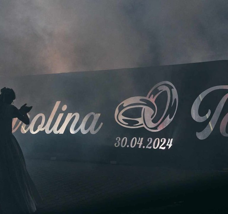 baner weselny z imionami nowożeńców