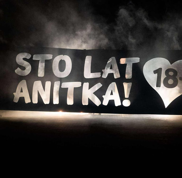 baner na osiemnastkę fajerwerki z napisem sto lat