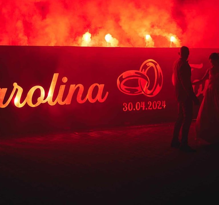 baner weselny z imionami nowożeńców