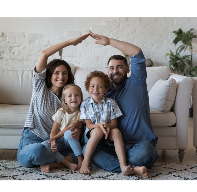 A family with two kids in their new home
