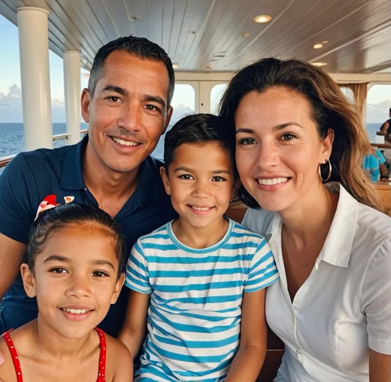 a young hispanic family with a son and a daughter