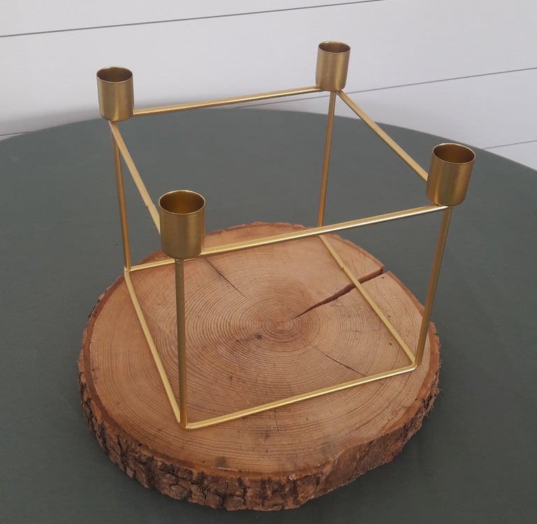 bougeoir carré doré