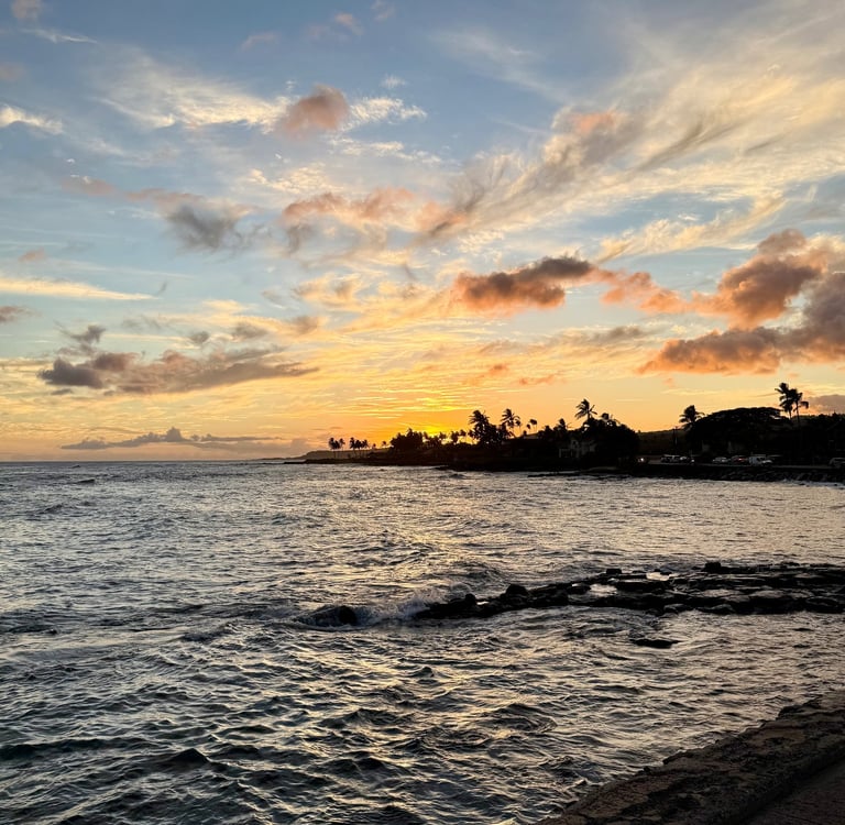 sunset at the beach house kauai