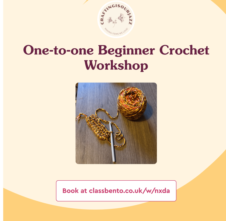 one to one beginner image for crochet workshops