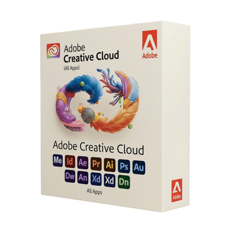 Boîte du logiciel Adobe Creative Cloud All Apps pour entreprises et professionnels