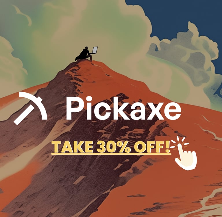 30% OFF Promo Code for Pickaxe AI. Build Custom GPTs and Connect them to anything. Monetize your expertise with Pickaxe AI.