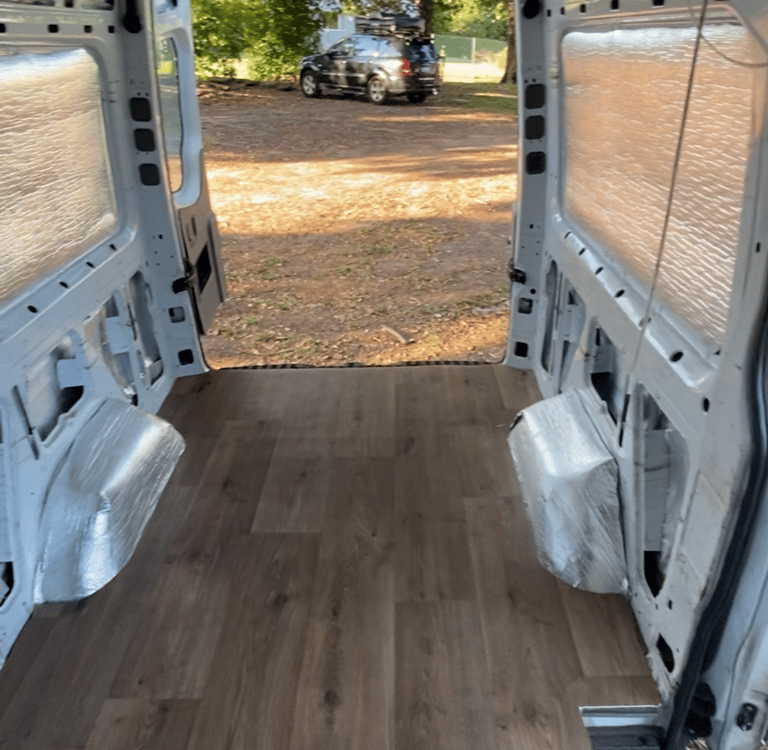 vinyl sheet floor in campervan diy