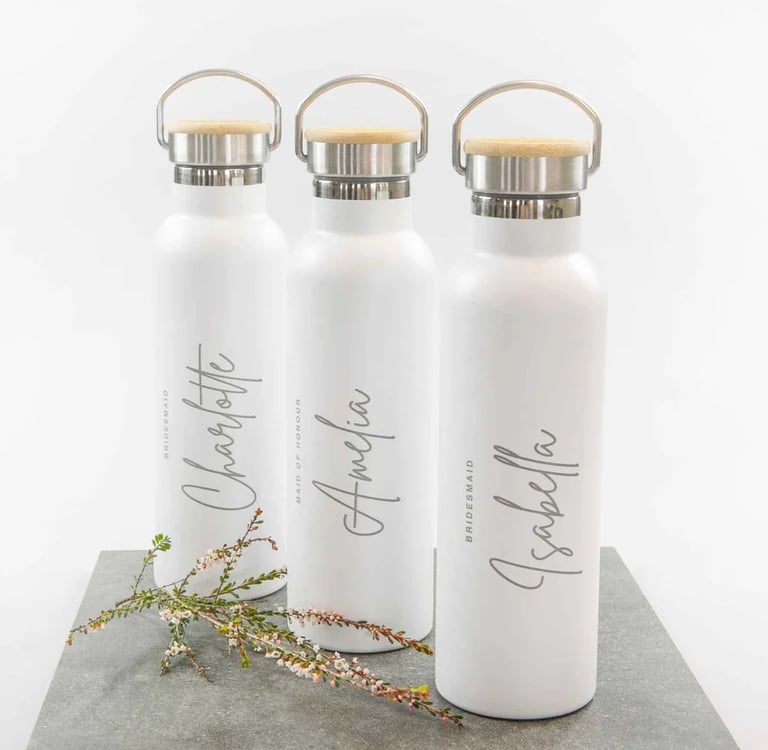 Personalised water bottles for wedding favour gift