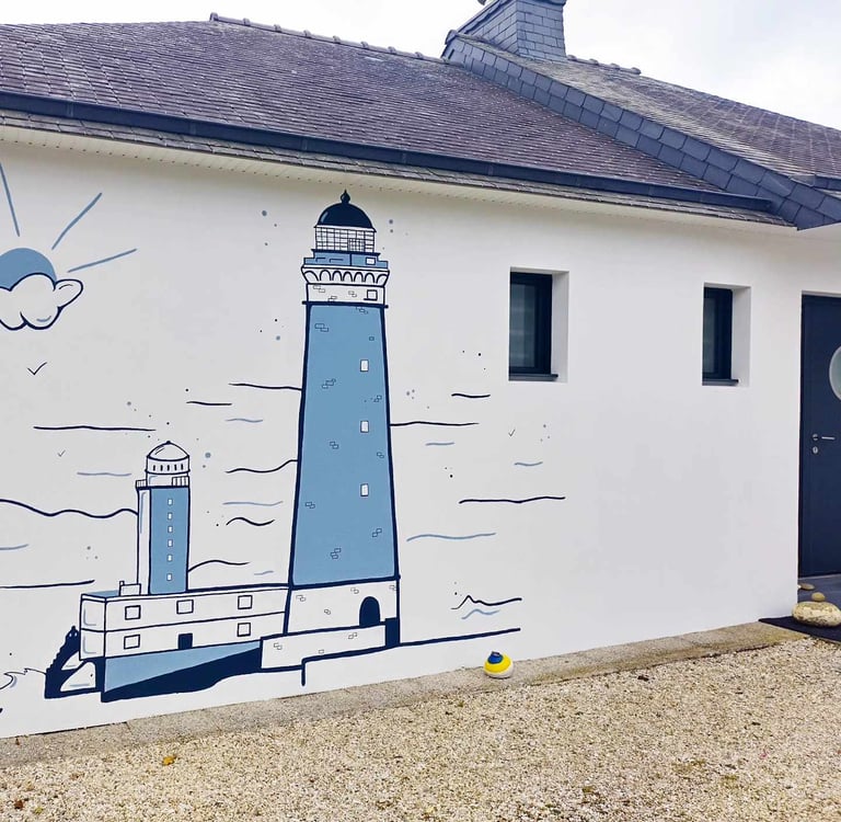 Fresque murale d'un phare breton Eva Girardeau 