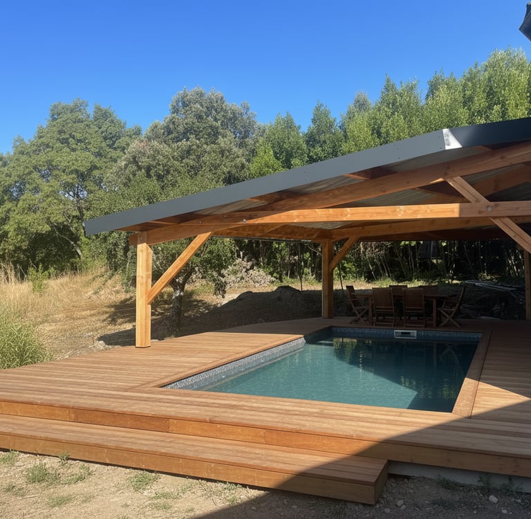 artisan charpentier Pool house bois/abris piscine à Aubenas Pool house bois aubenas