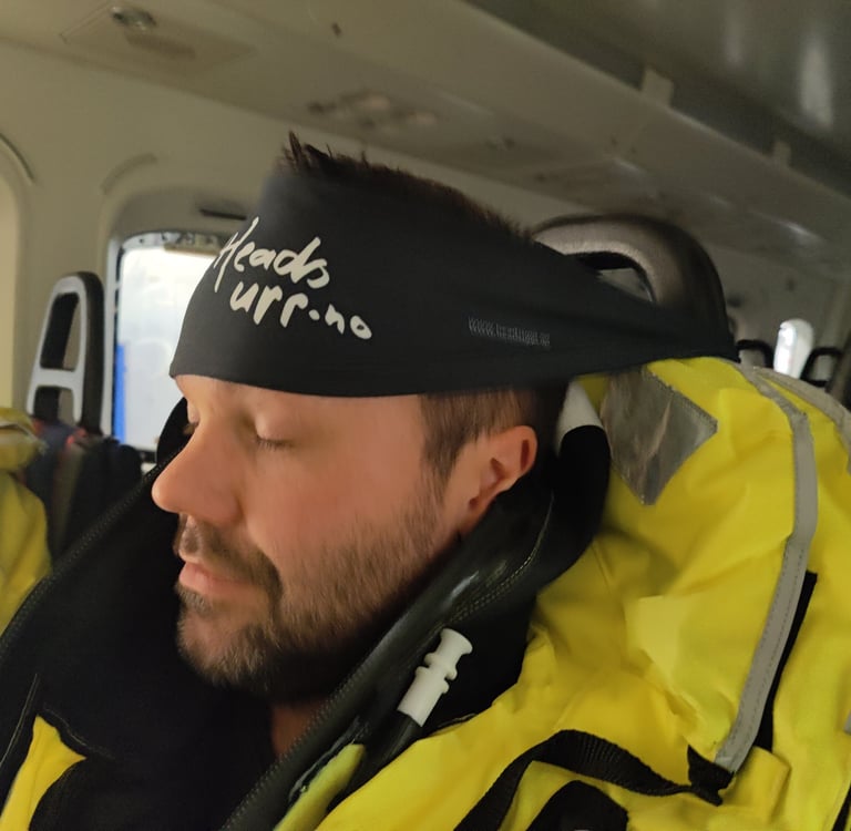Headsupp pannebånd i bruk