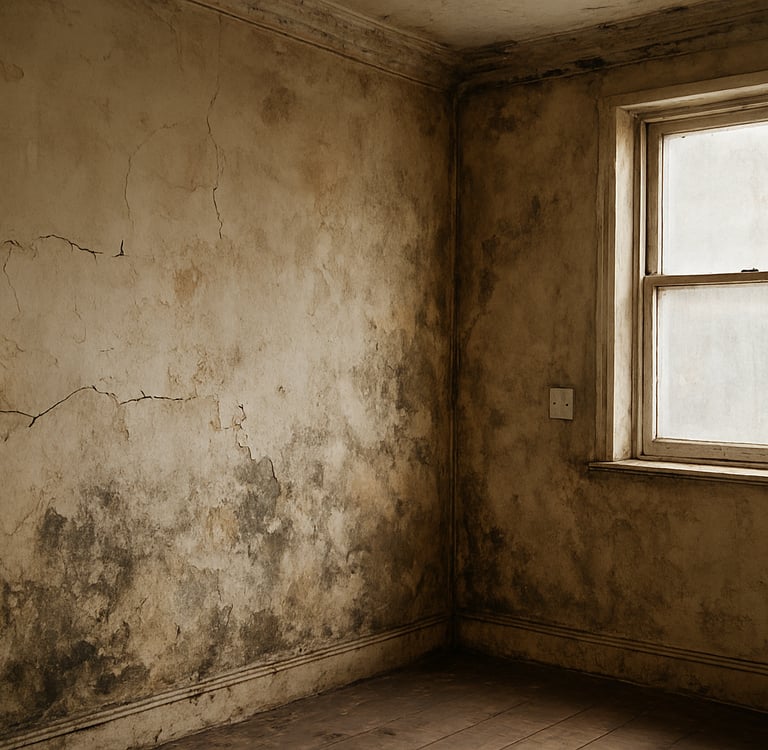 a room with a window and a window, before painting