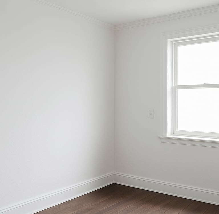 a room with a window and a window, after painting