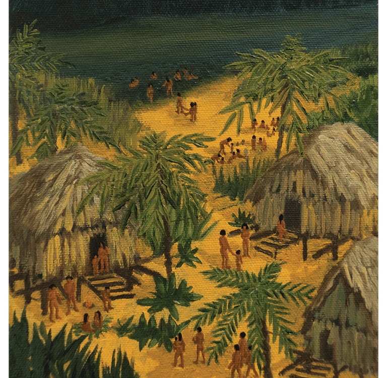 THE VILLAGE OF THE LAST FREE PEOPLE, OIL ON CANVAS, 20x20x3,2cm, 2022