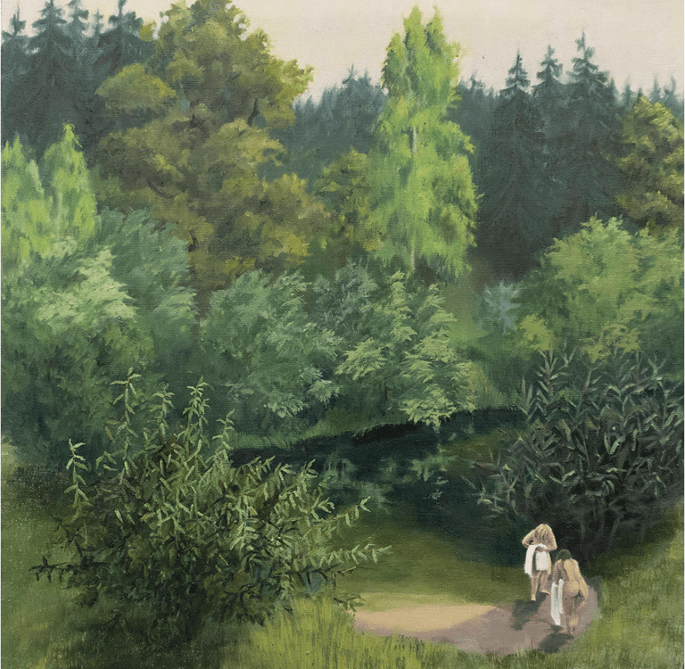 WOMEN IN BATH, OIL ON CANVAS, 81x81x2cm, 2023