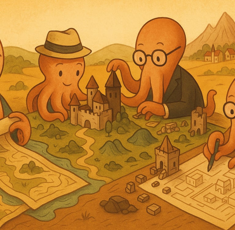 a group of octopuss playing a game of board games