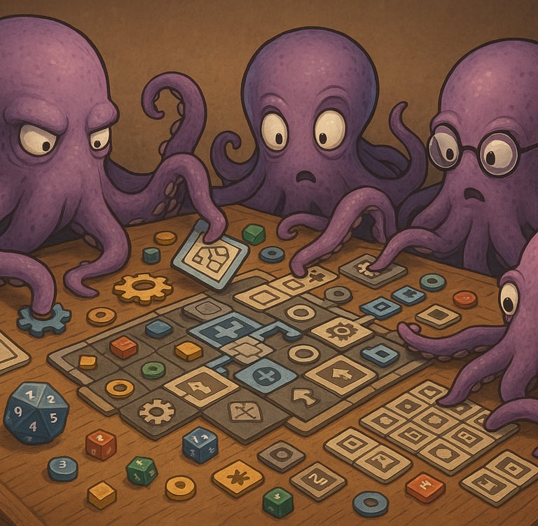 a group of octopuss playing a game of dice and dicers