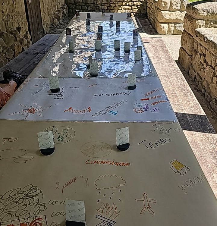 a table with a chess game on it