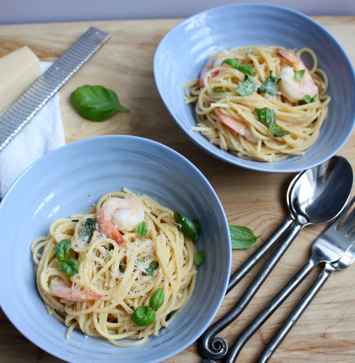 lemon spaghetti with shrimp