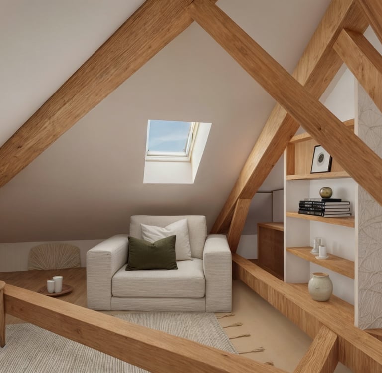 aménagement sous comble d'un salon