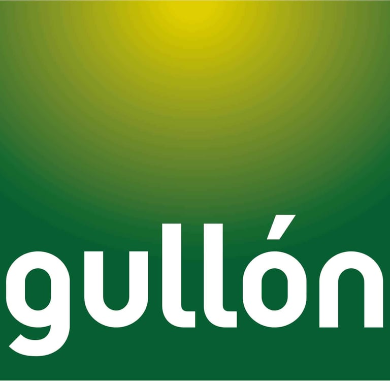 a green and yellow sign with the word gullon on it