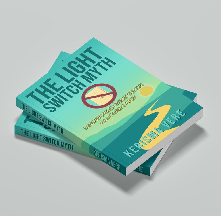 3D mock-up of the paperback edition of The Light Switch Myth Book by Kerisma Vere with purchase link