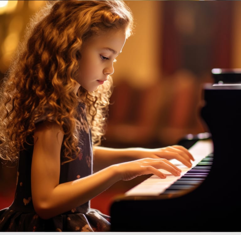 Little girl playing piano