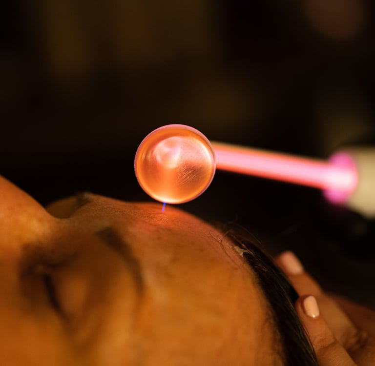 High frequency facial treatment to target acne breakouts in Ashford Kent.