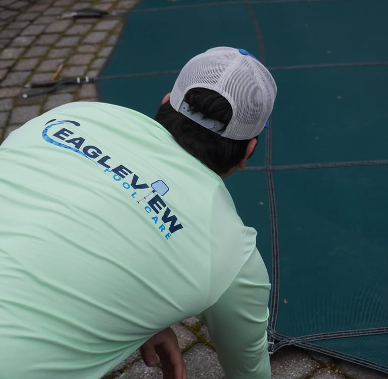 EagleView Pool Care technician performing expert pool maintenance in Connecticut