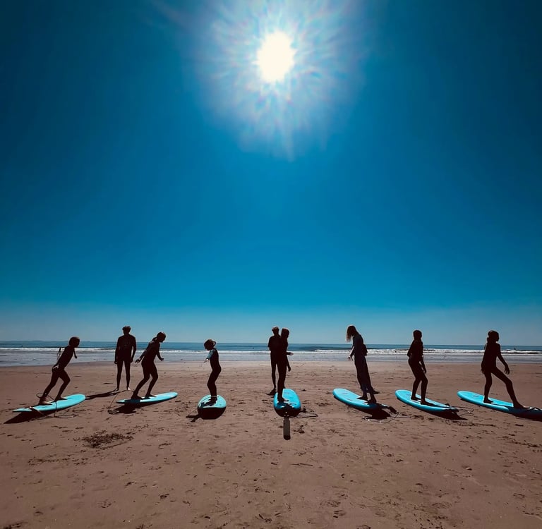 Family surf lesson at The Wall in Hampton, New Hampshire with E Street Surf School