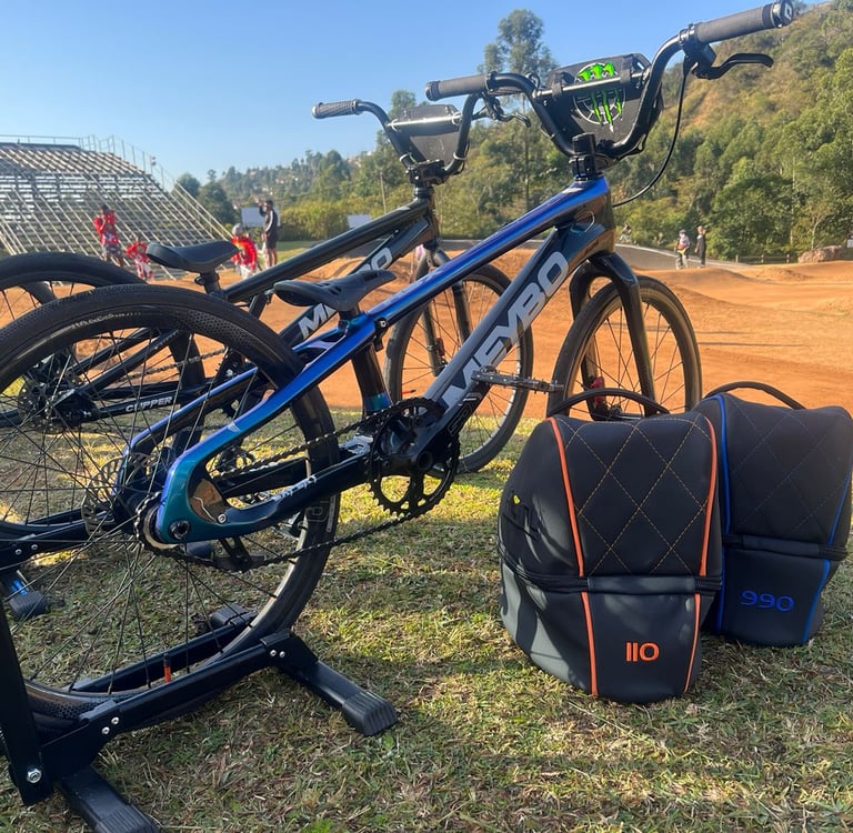 Remy Luxury Helmet Bag placed trackside, capturing the motorsport-inspired design in its natural 