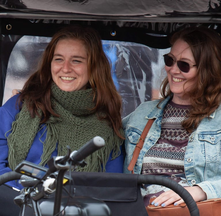 dutch ladies on bike taxi ride