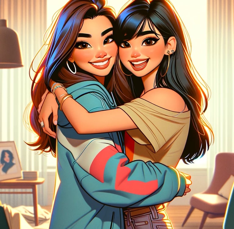 a mom and daughter hugging and smiling celebrating mother's day 2024